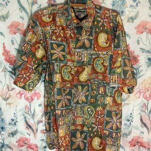 Vintage The Territory Ahead Vibrant Orange and Green Graphic Shirt